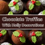 Chocolate Truffles With Holly Decorations