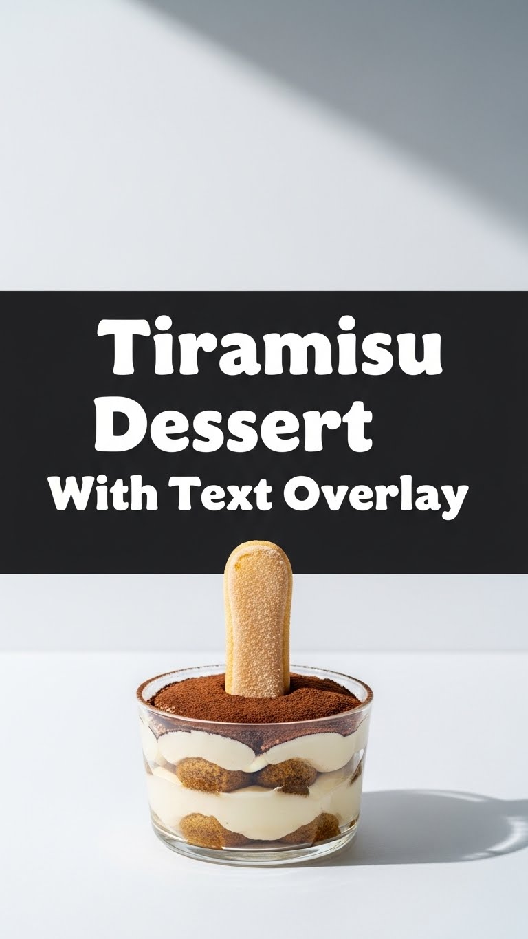 Tiramisu Dessert With Text Overlay
