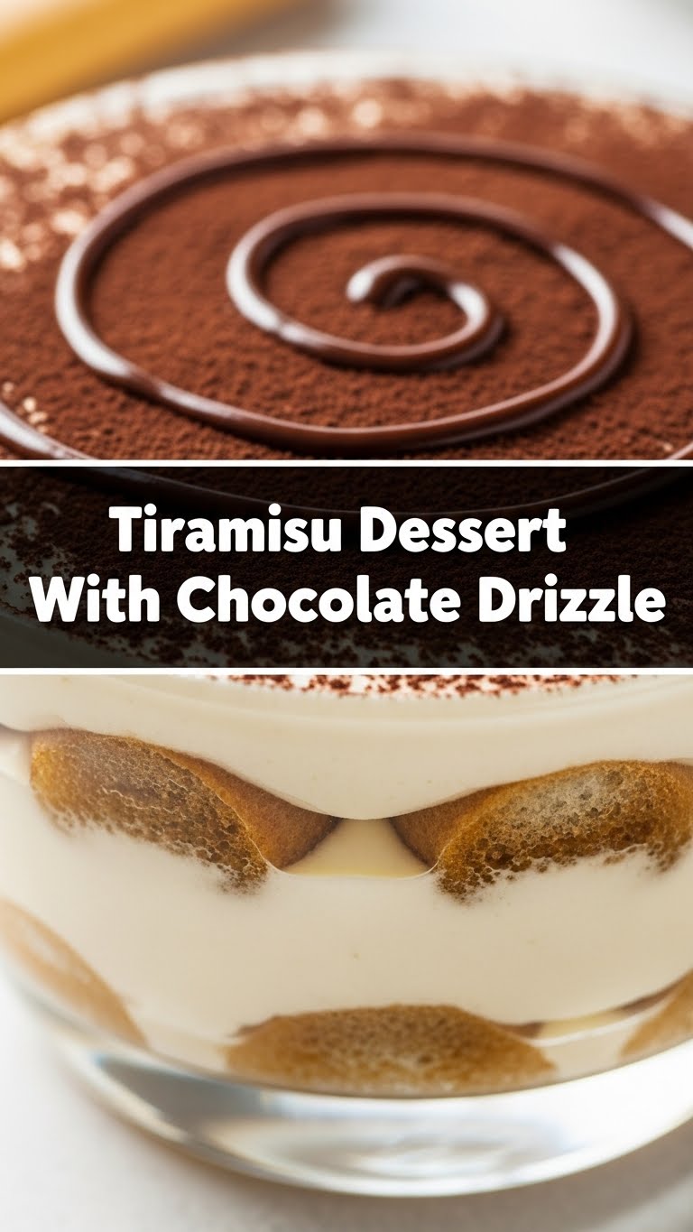 Tiramisu Dessert With Chocolate Drizzle