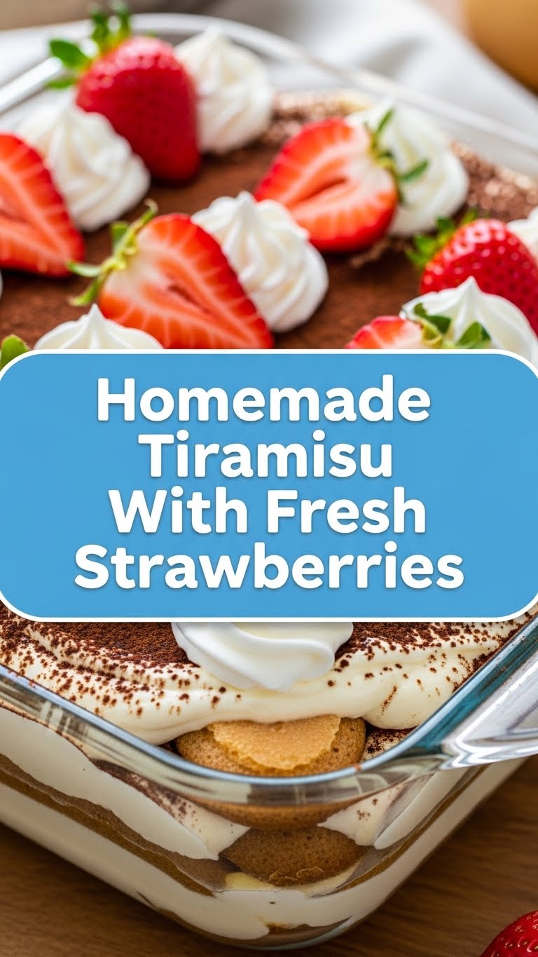 Homemade Tiramisu With Fresh Strawberries
