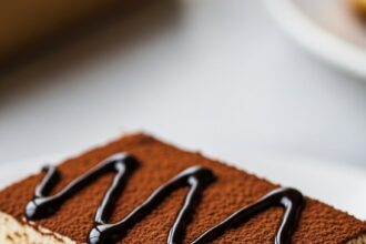 Slice Of Tiramisu With Chocolate Topping