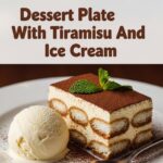 Dessert Plate With Tiramisu And Ice Cream