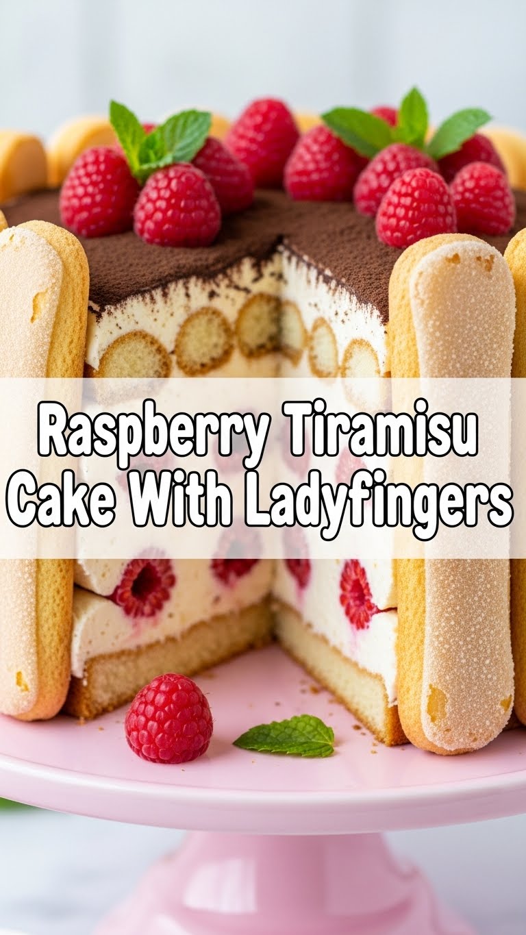 Raspberry Tiramisu Cake With Ladyfingers