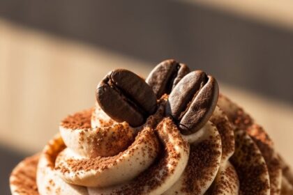 Tiramisu-Flavored Cupcake With Coffee Beans