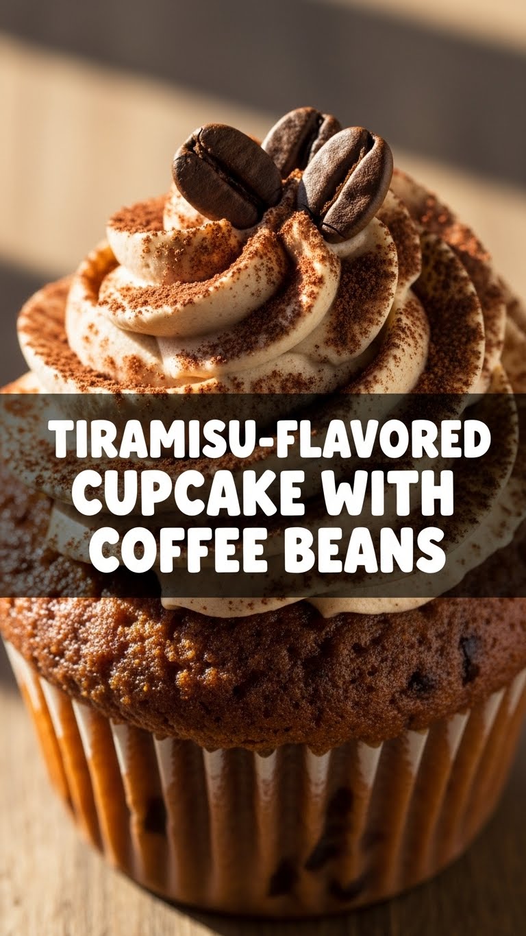 Tiramisu-Flavored Cupcake With Coffee Beans