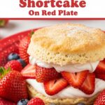 Strawberry Shortcake On Red Plate
