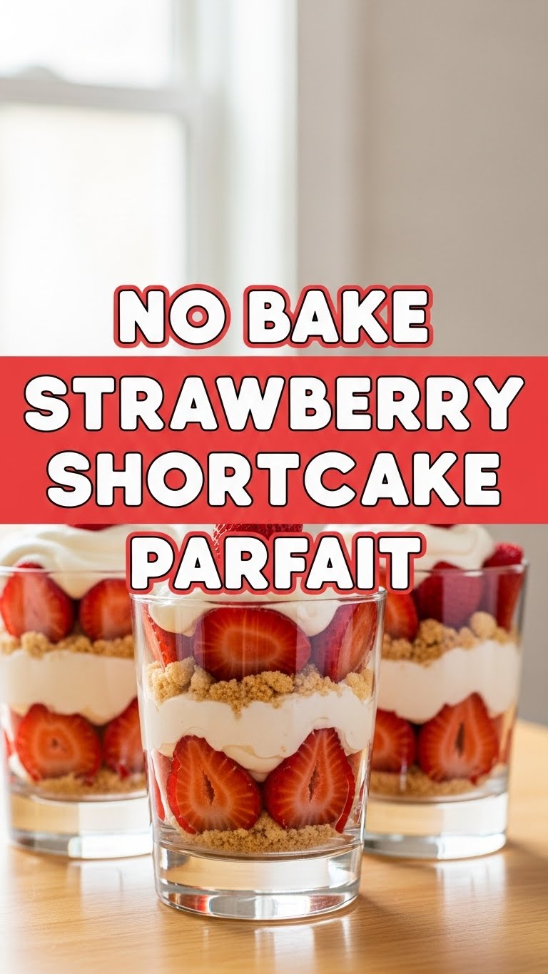 No Bake Strawberry Shortcake Parfait