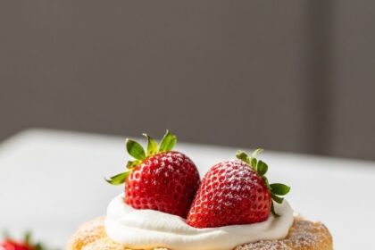 Strawberry Shortcake On Glass Plate