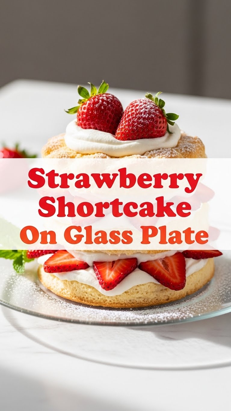 Strawberry Shortcake On Glass Plate