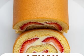 Lemon Strawberry Shortcake Cake Roll