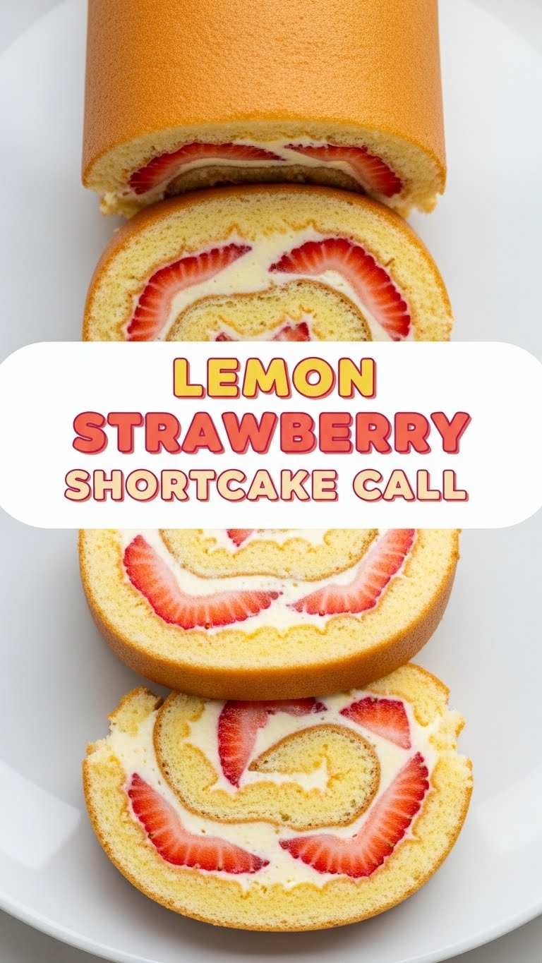 Lemon Strawberry Shortcake Cake Roll