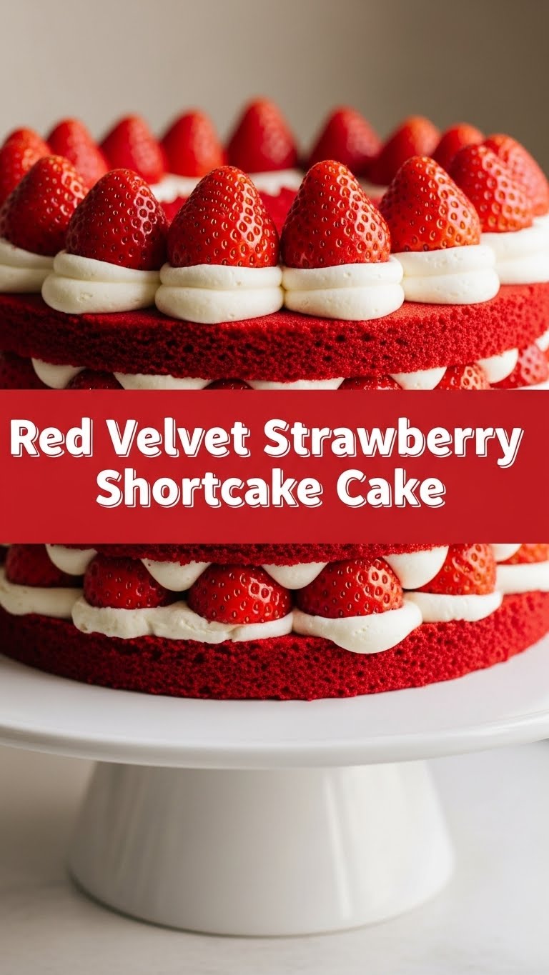 Red Velvet Strawberry Shortcake Cake