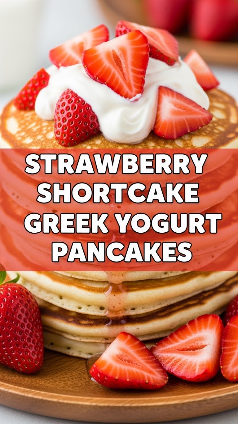 Strawberry Shortcake Greek Yogurt Pancakes