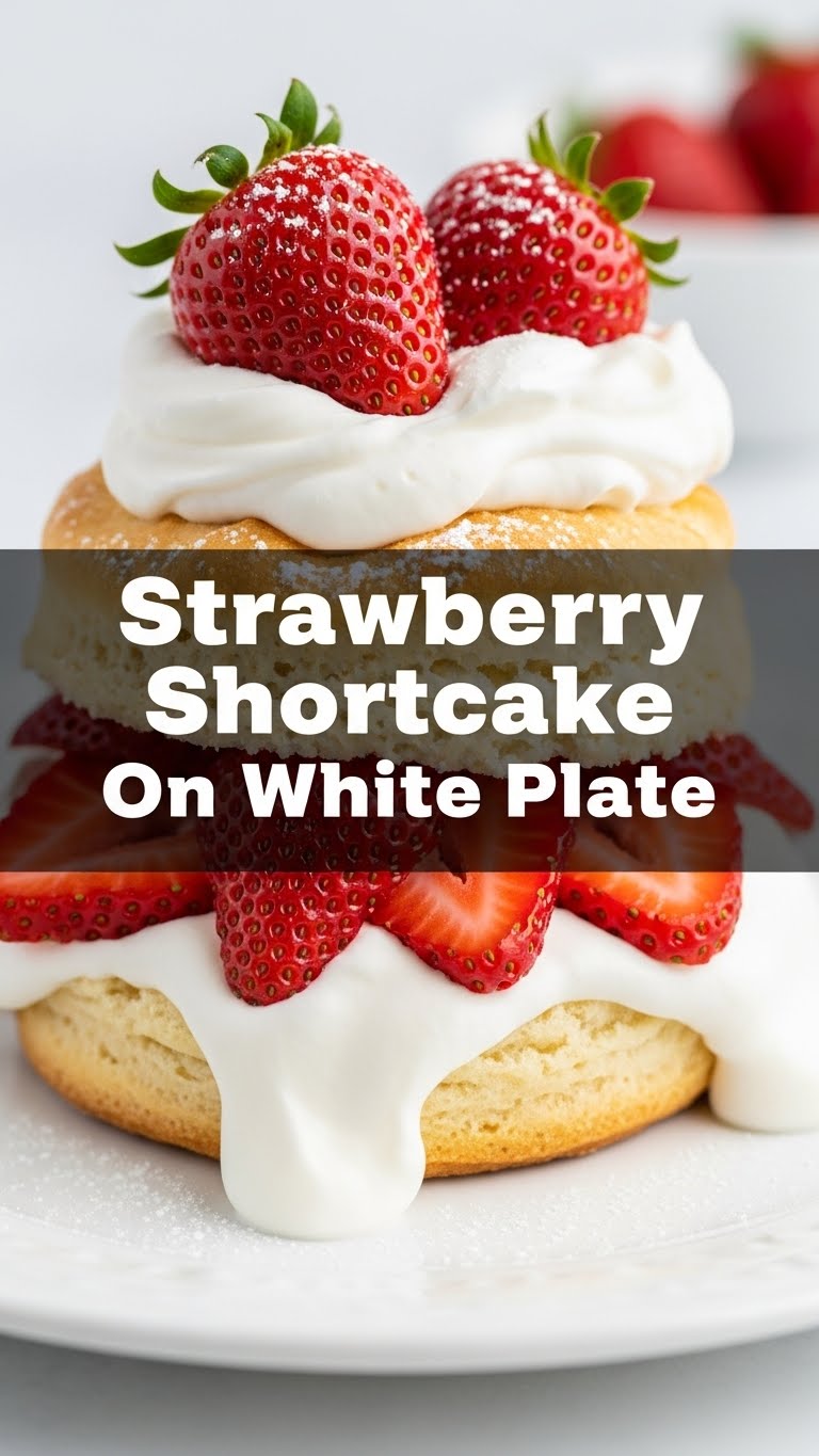 Strawberry Shortcake On White Plate