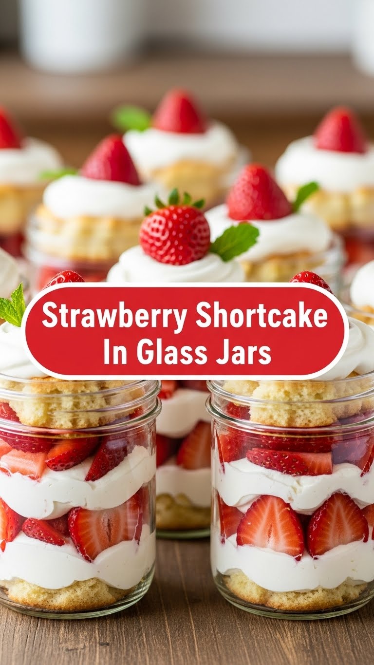 Strawberry Shortcake In Glass Jars