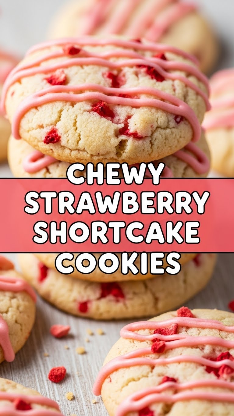 Chewy Strawberry Shortcake Cookies