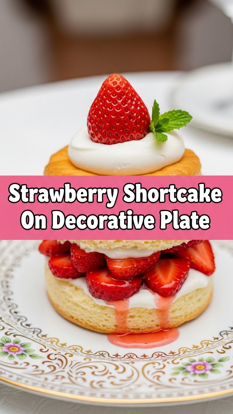 Strawberry Shortcake On Decorative Plate