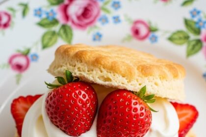 Strawberry Shortcake On Floral Plate