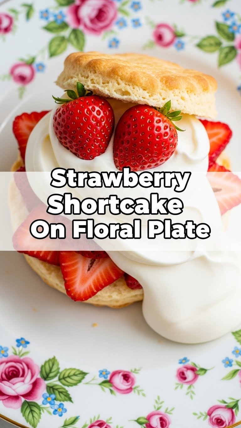 Strawberry Shortcake On Floral Plate