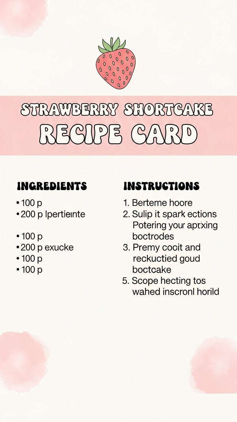 Strawberry Shortcake Recipe Card