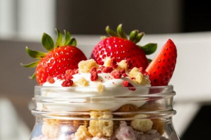 Strawberry Shortcake Protein Overnight Oats