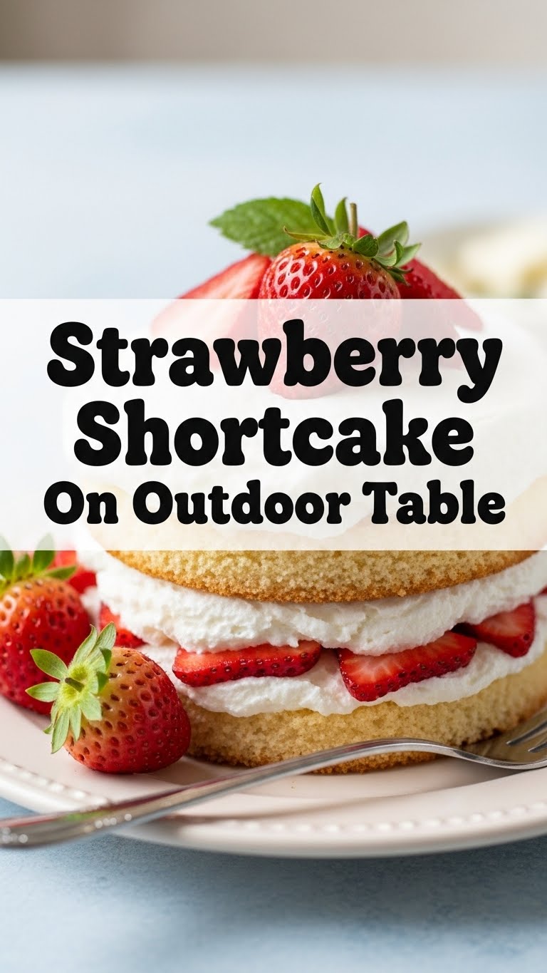 Strawberry Shortcake On Outdoor Table
