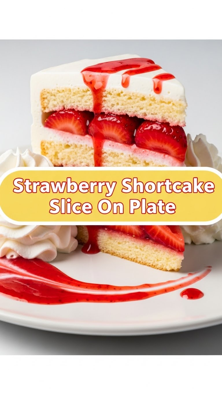 Strawberry Shortcake Slice On Plate