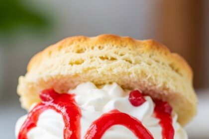 Strawberry Shortcake With Rhubarb Sauce