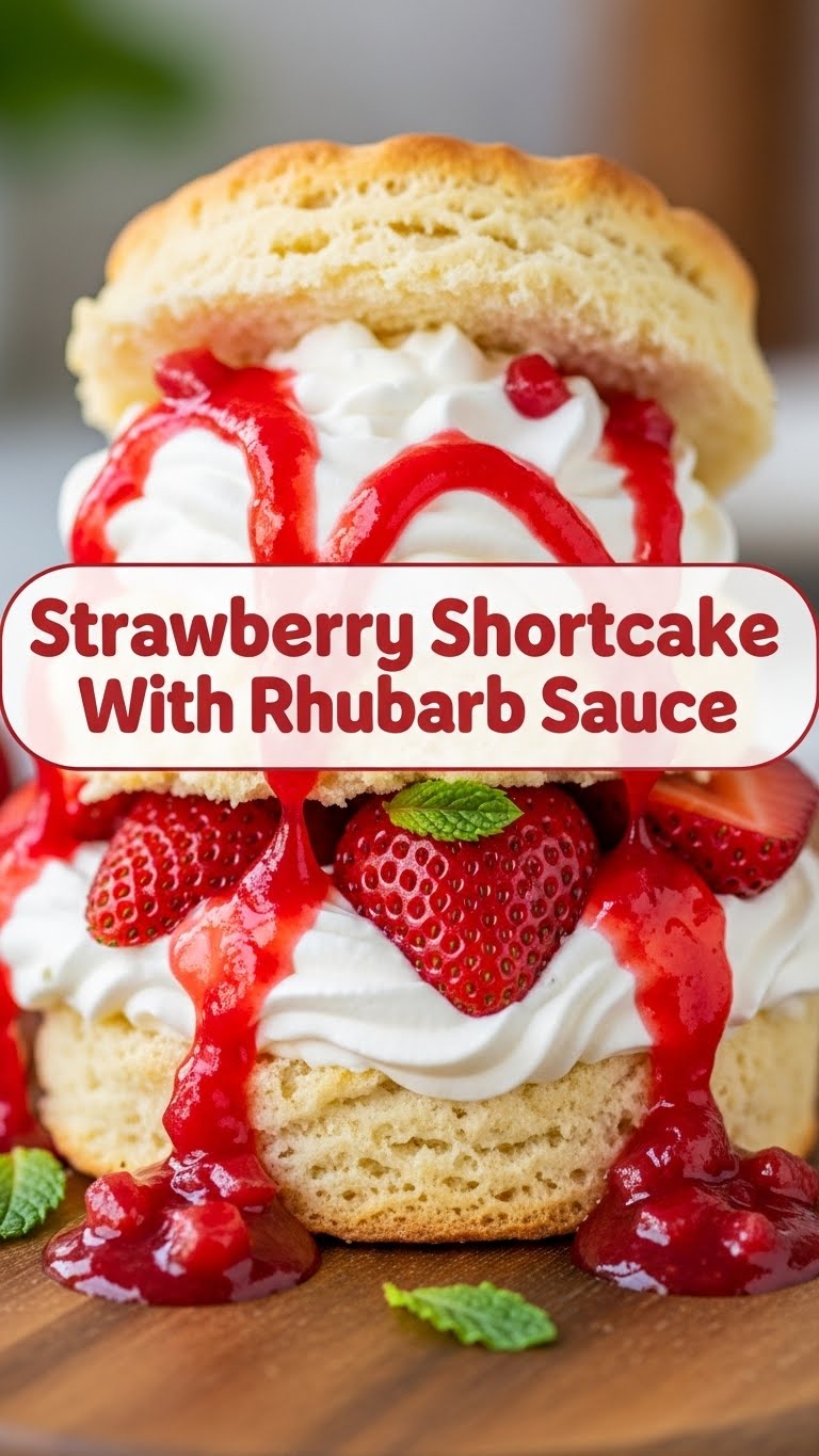 Strawberry Shortcake With Rhubarb Sauce