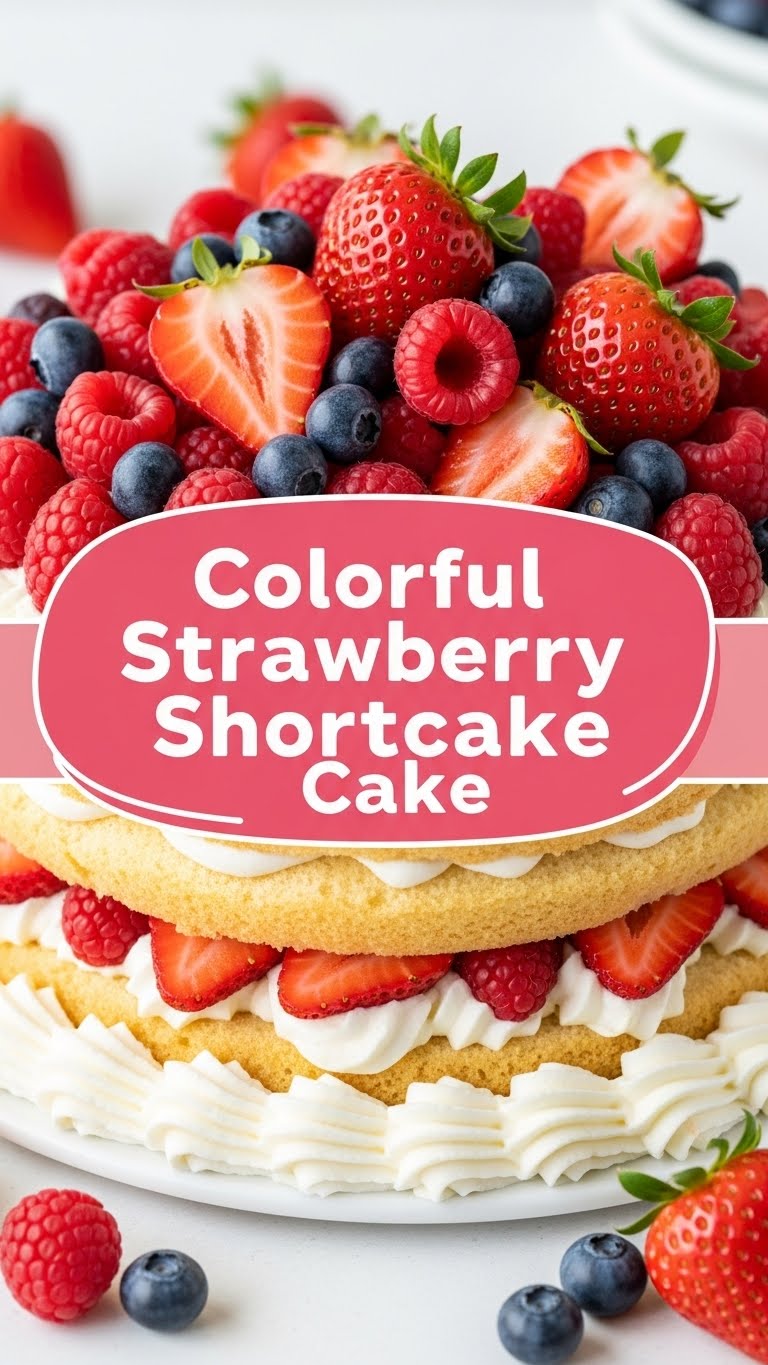 Colorful Strawberry Shortcake Cake