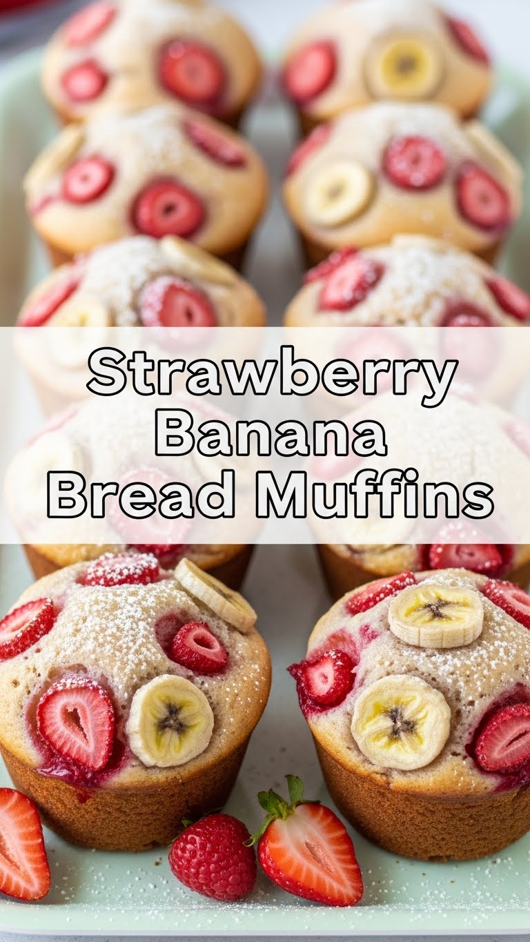 Strawberry Banana Bread Muffins