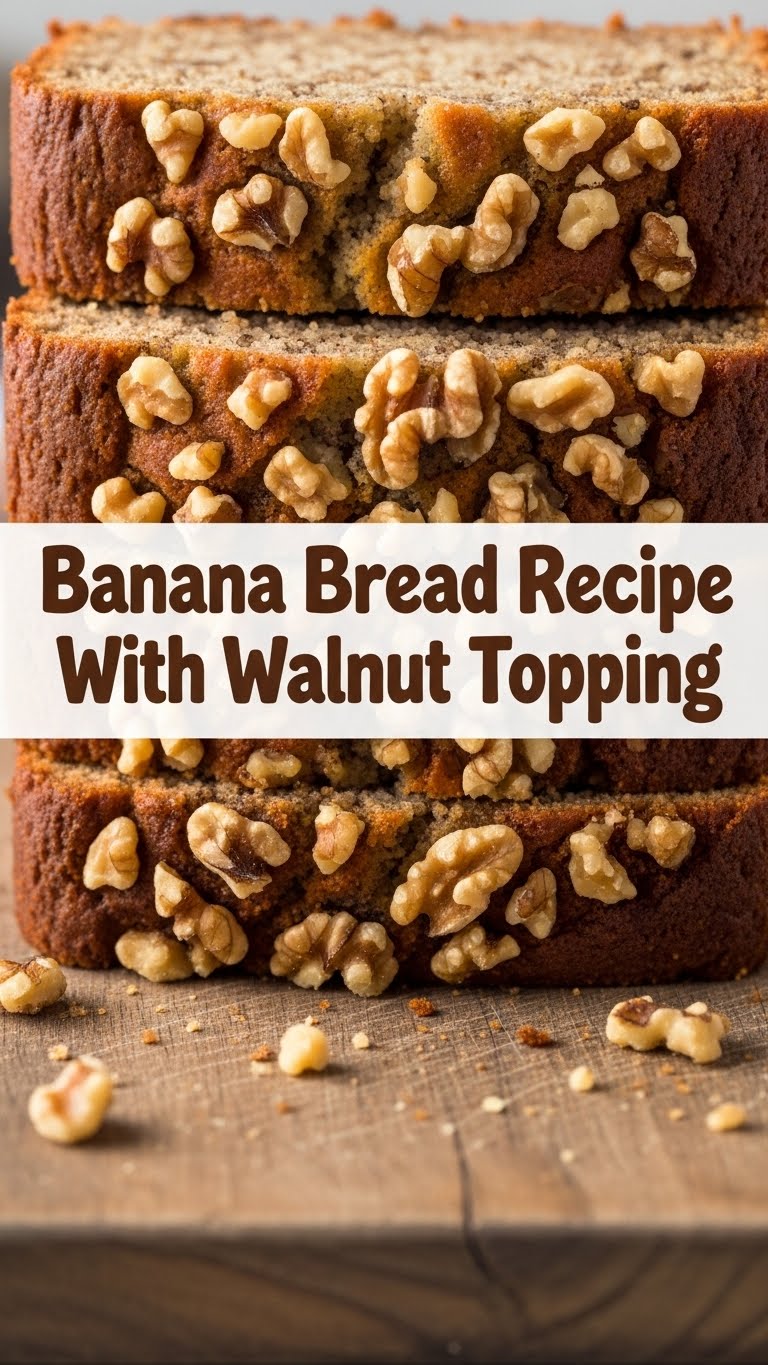 Banana Bread Recipe With Walnut Topping