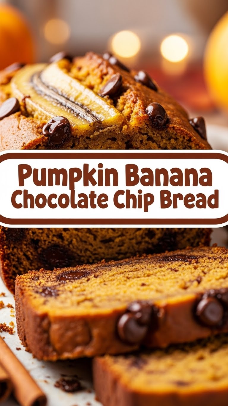 Pumpkin Banana Chocolate Chip Bread