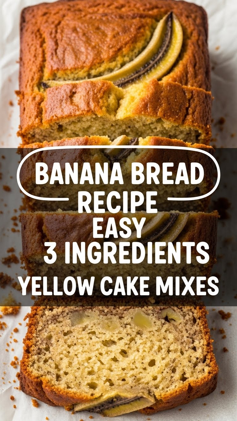 Banana Bread Recipe Easy 3 Ingredients Yellow Cake Mixes
