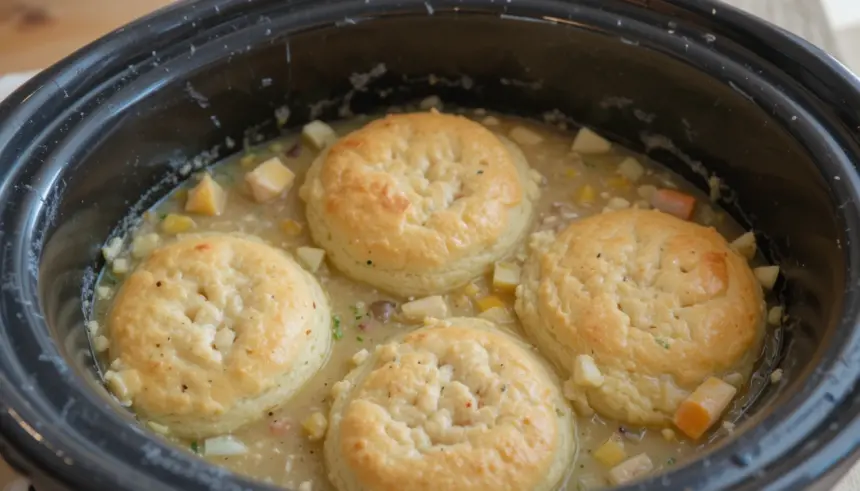 Crockpot Chicken Pot Pie With Biscuits Slow Cooker Easy Recipes