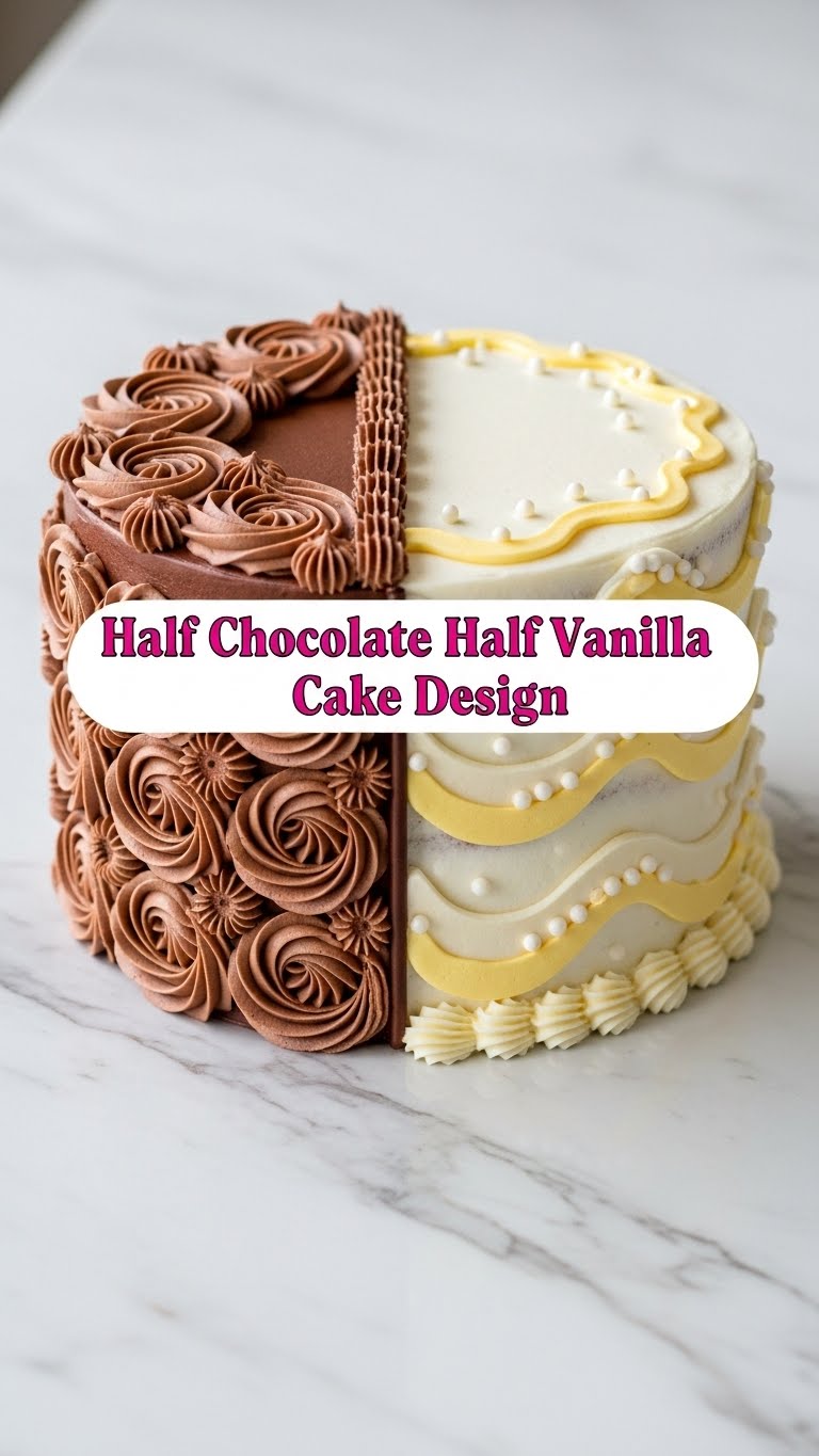 Half Chocolate Half Vanilla Cake Design