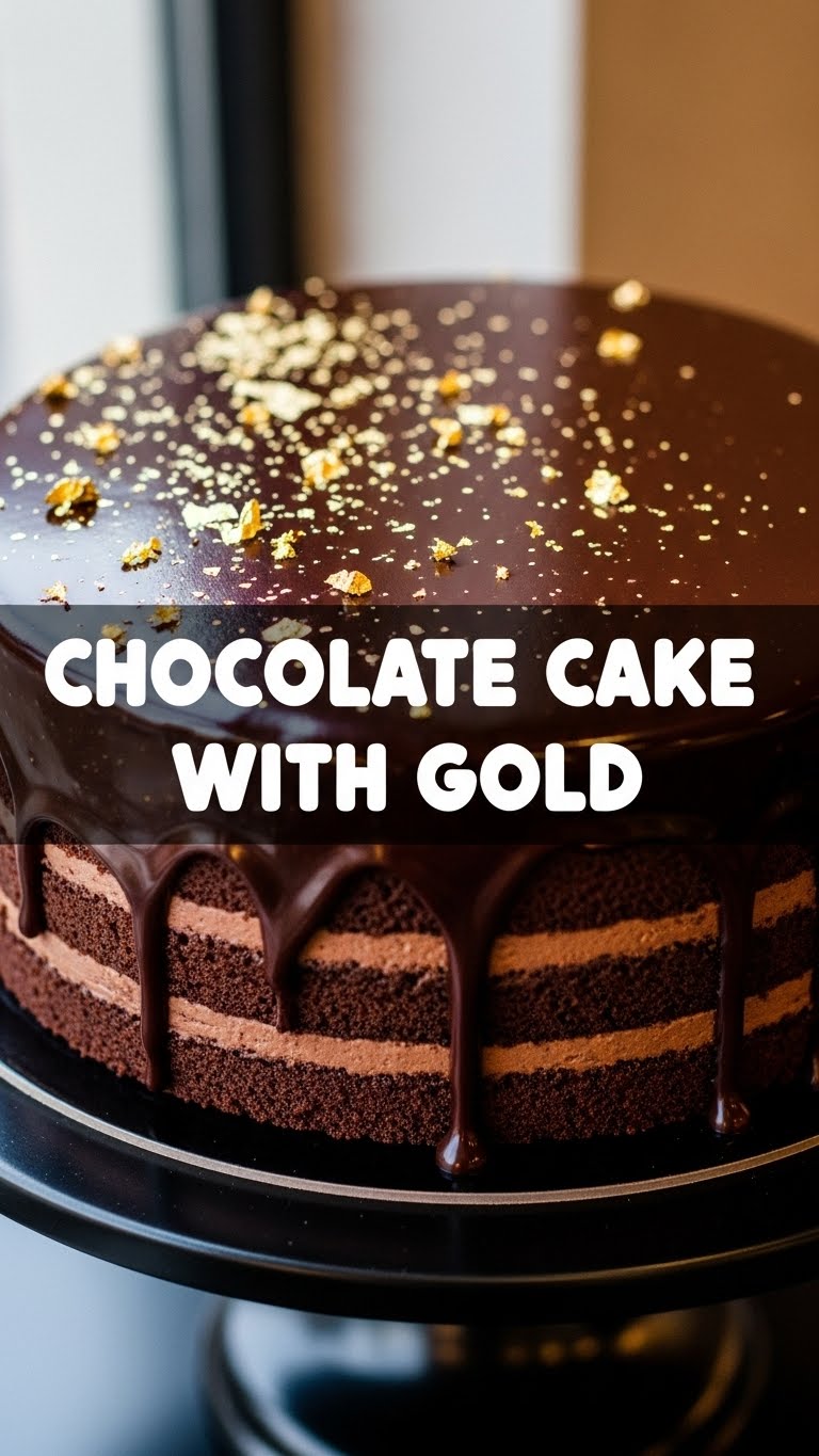Chocolate Cake With Gold