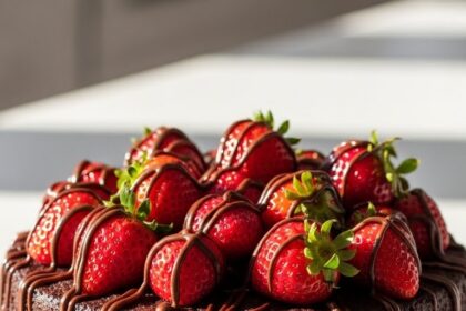 Chocolate Strawberry Poke Cake