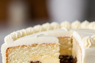 White German Chocolate Cake With Cheesecake Center