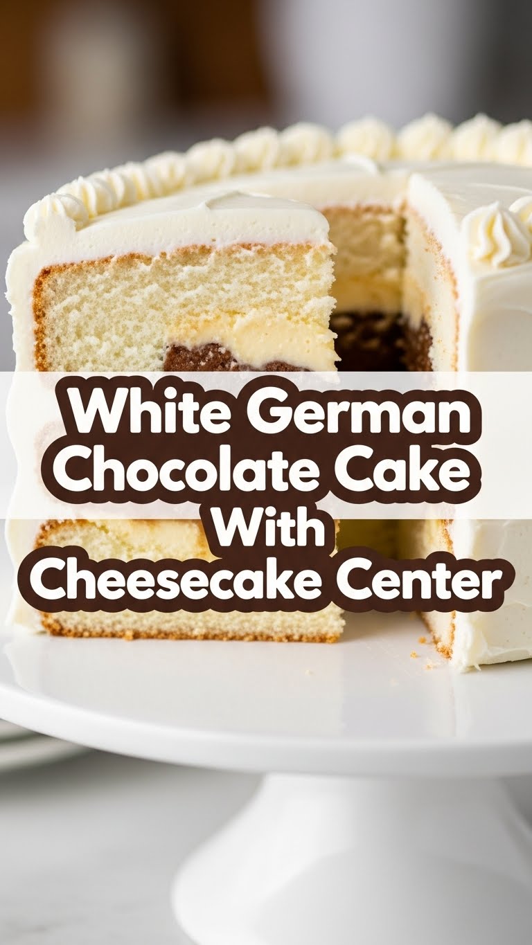White German Chocolate Cake With Cheesecake Center