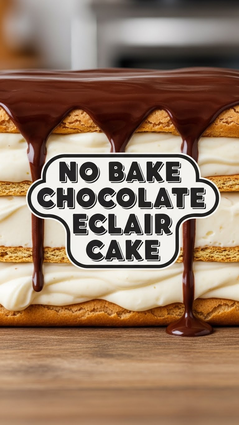 No Bake Chocolate Eclair Cake