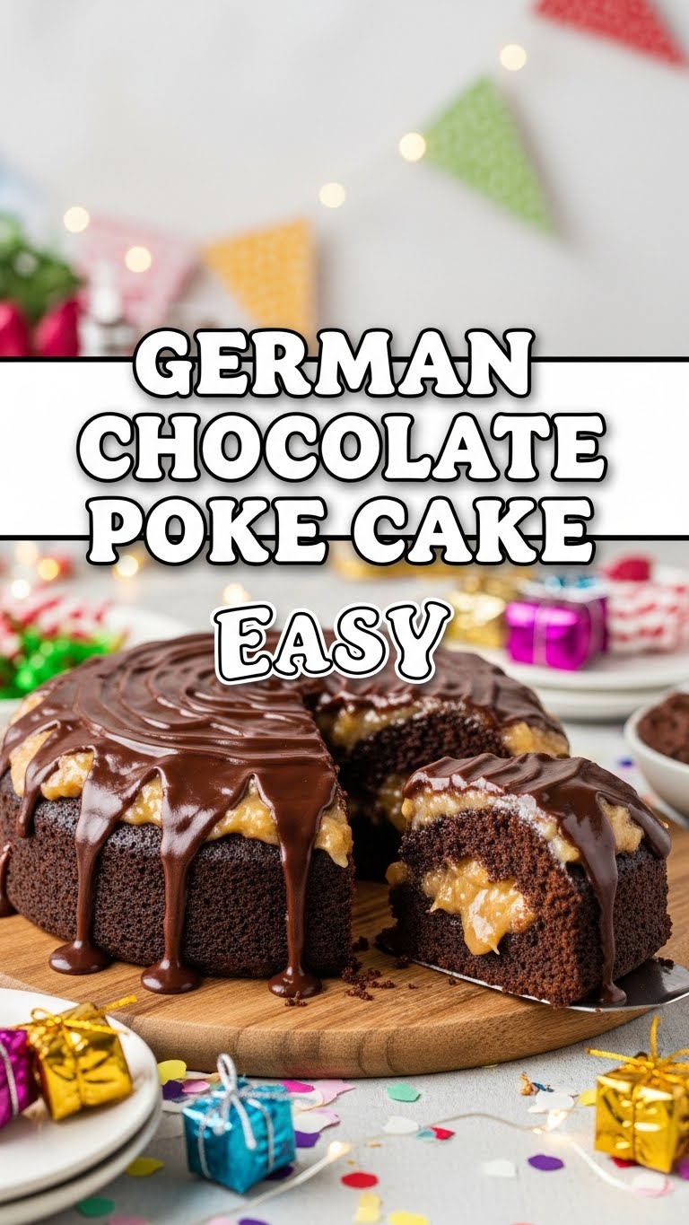 German Chocolate Poke Cake Easy