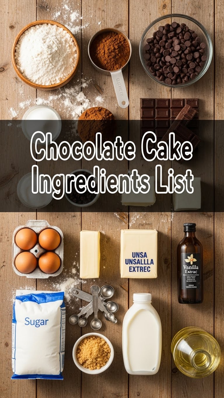 Chocolate Cake Ingredients List