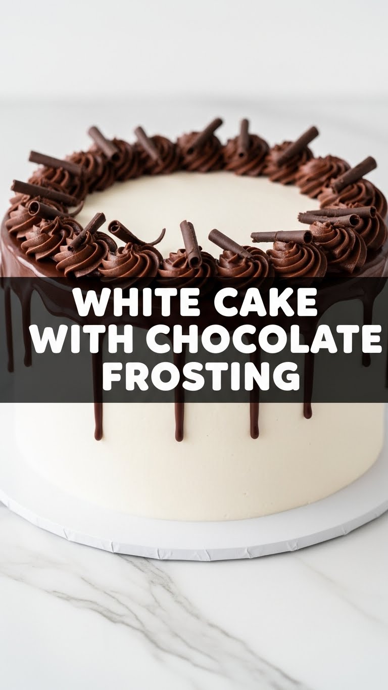 White Cake With Chocolate Frosting
