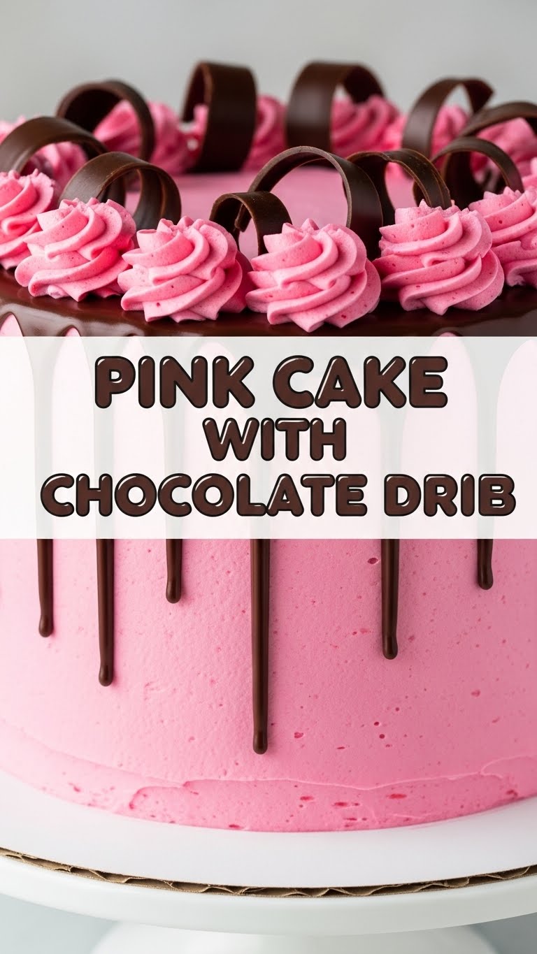 Pink Cake With Chocolate Drip