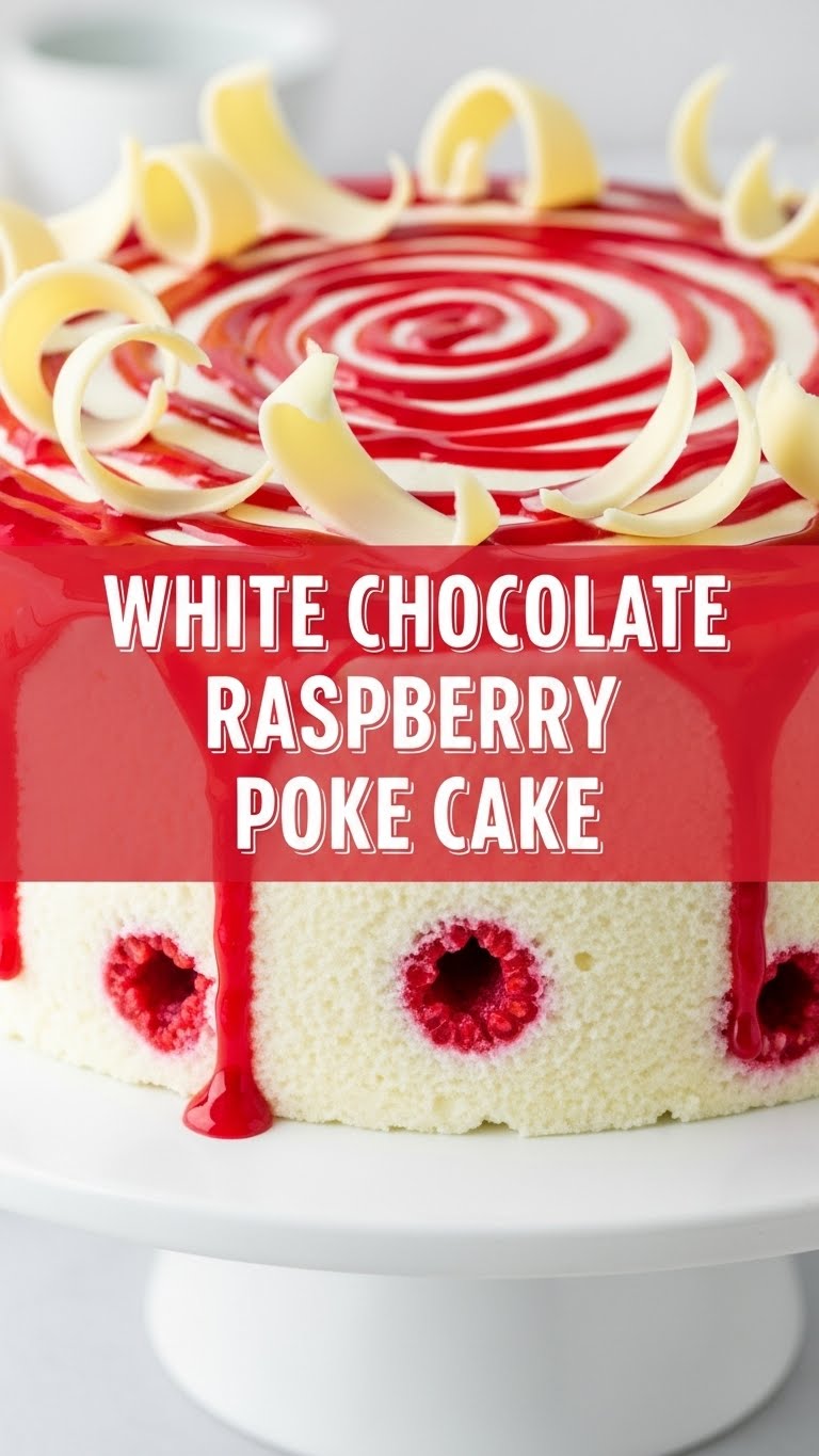 White Chocolate Raspberry Poke Cake