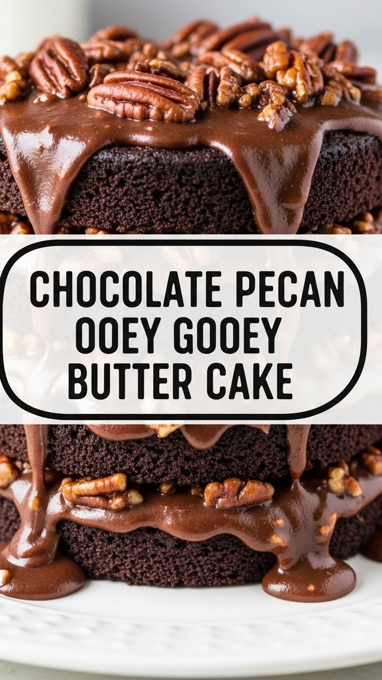 Chocolate Pecan Ooey Gooey Butter Cake