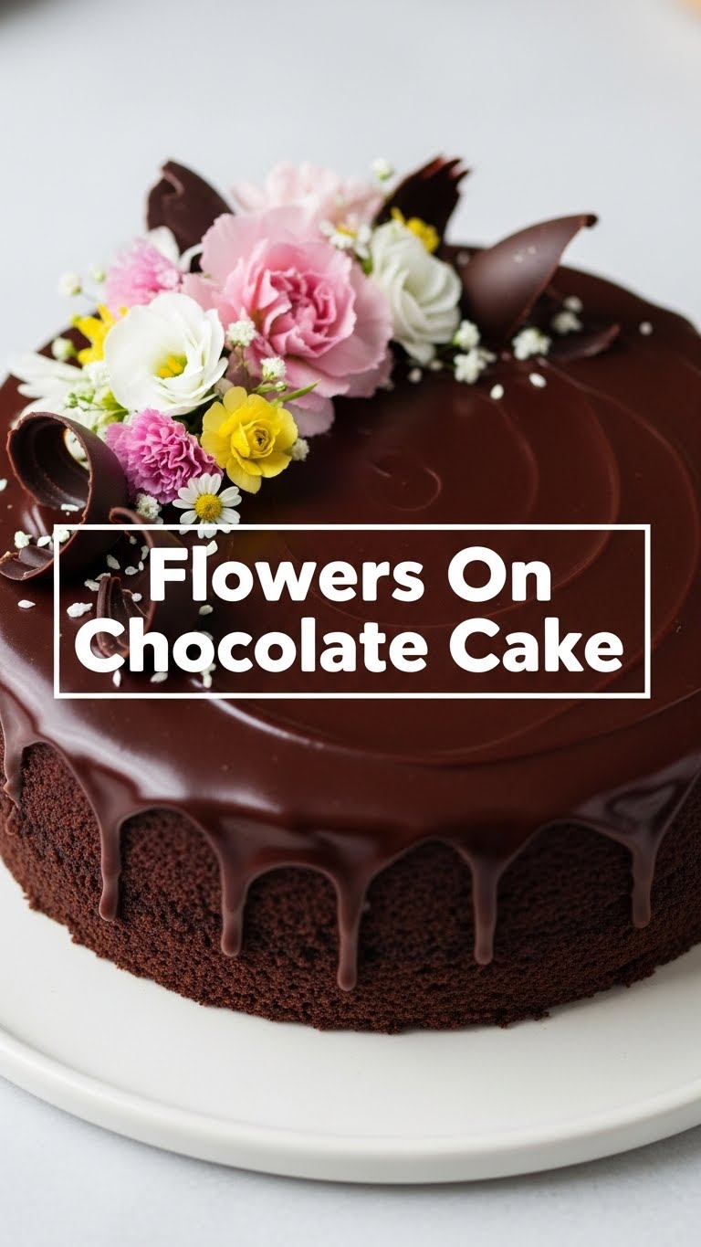 Flowers On Chocolate Cake
