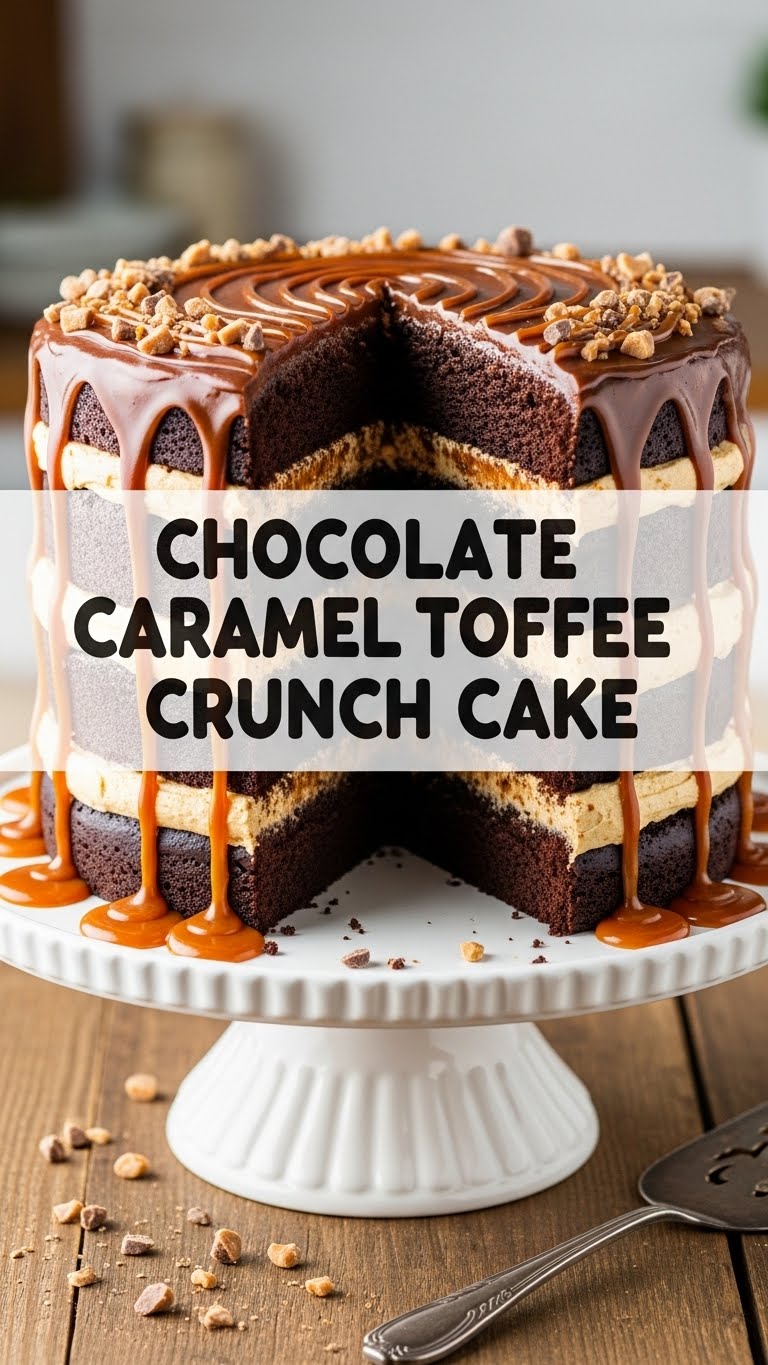 Chocolate Caramel Toffee Crunch Cake