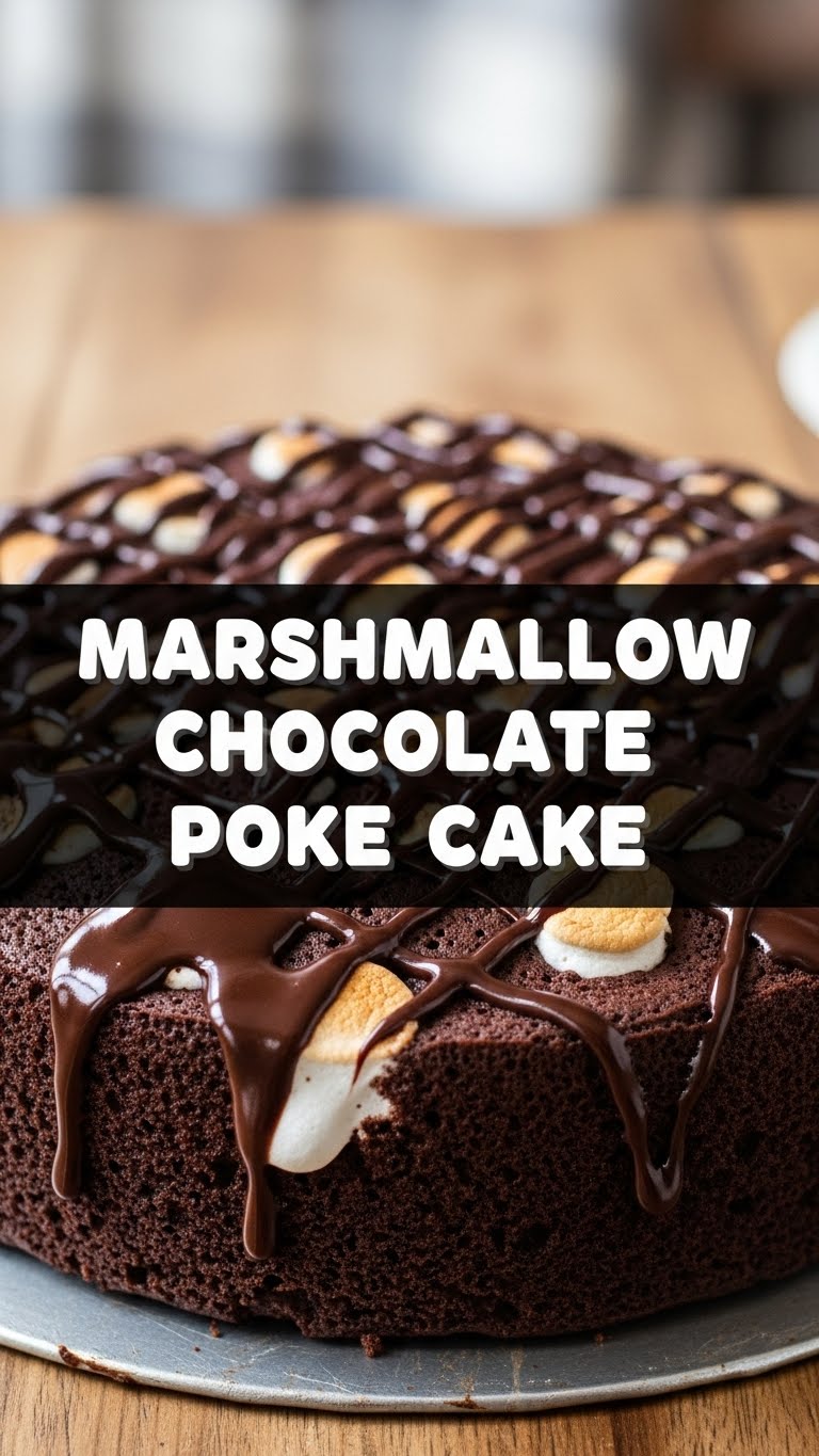 Marshmallow Chocolate Poke Cake